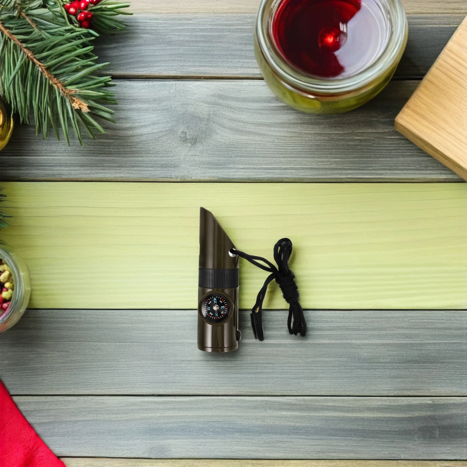 3 قطعة صافرة الطوارئ متعددة الوظائف في الهواء الطلق مع البوصلة مصباح يدوي مكافحة خسر الحبل للتخييم التنزه