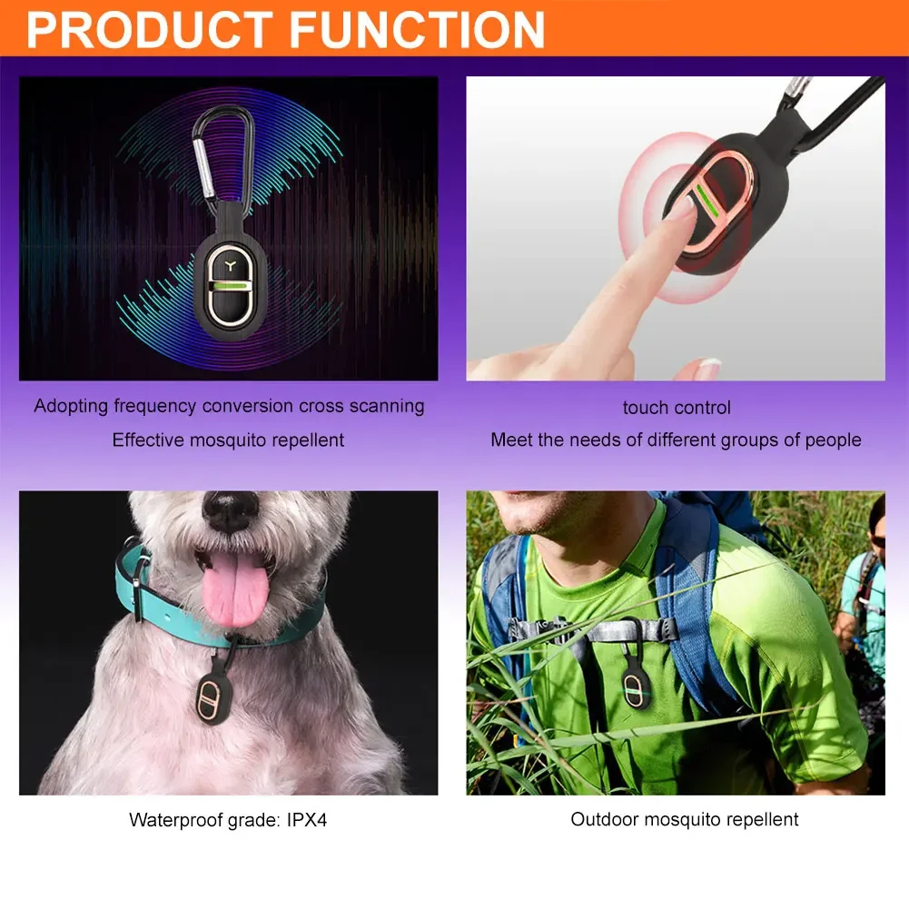 1-5 قطعة بالموجات فوق الصوتية طارد البعوض الصغير مع حلقة تسلق خفيفة الوزن مكافحة لدغة البعوض قلادة للأطفال البالغين التخييم في الهواء الطلق