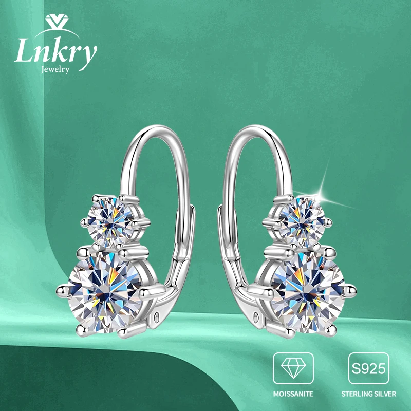 

Lnkry 925 Sterling Silver Six Prong Circel Earring Certified 6.5mm&4mm Moissanite Hoop Earring Sparkling Jewelry For Women