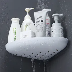 Étagère d'angle de salle de bain, 1 pièce, sans poinçon, pour cosmétiques, shampoing, étagère de rangement murale, pour cuisine