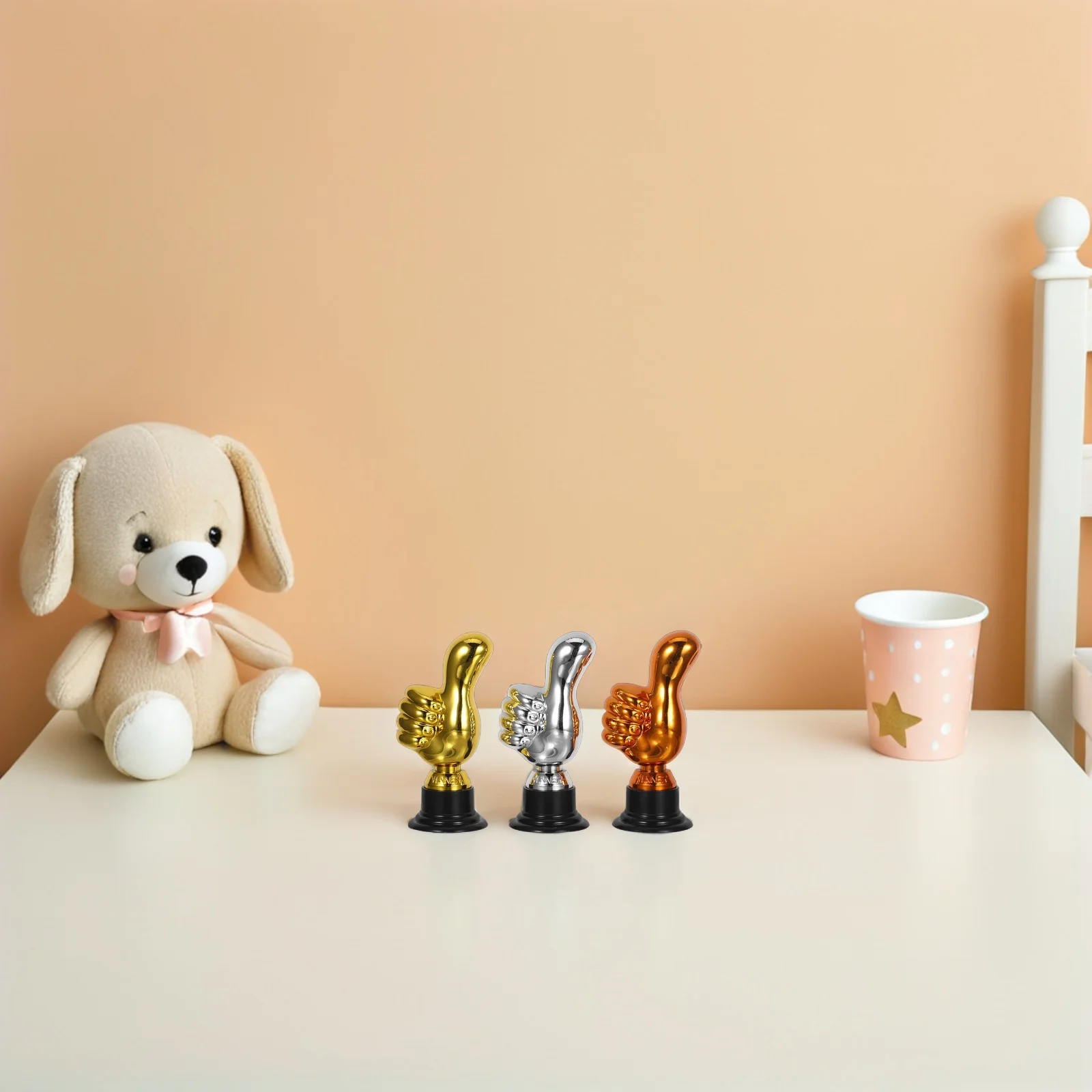 

6Pcs Thumb Up Plastic Gold Trophies Positive Encouragement Awards for Kids School Activities Participation Recognition