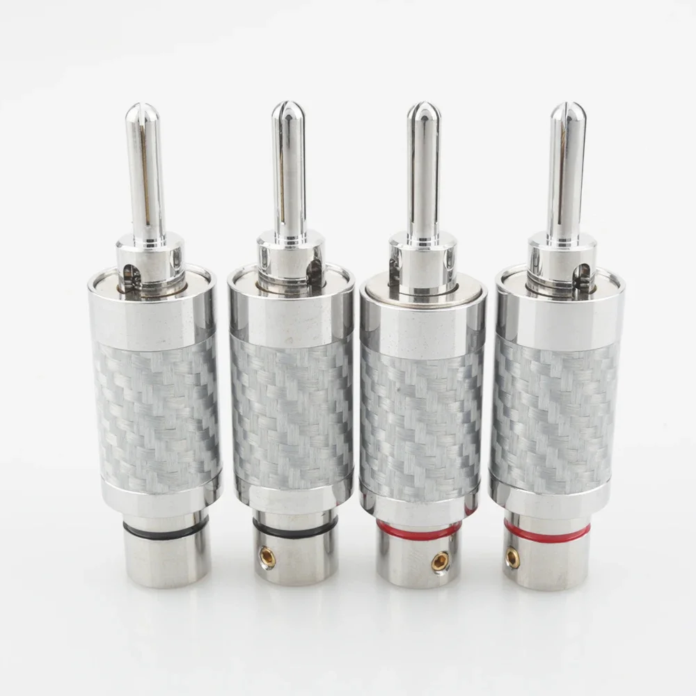 

High-Quality 4PCS Audiocrast Carbon fiber Rhodium plated Banana Speaker cable Plug Connector DIY Speaker Cable HI-END