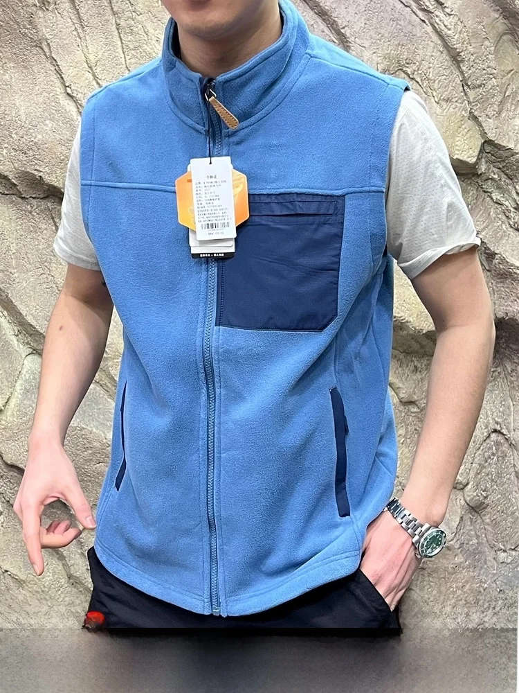 

ex Double-Sided Fce Fabric Windproof Warm Inner Core Fce Outdoor Casual oulder Patch Vest Stand Fit Zipper Clo...