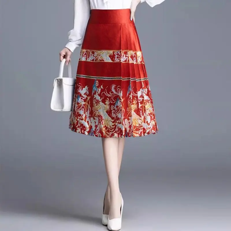 

Female Original Casual Horse Face Skirt Woman Fashionable Traditional Embroidered Skirt Autumn Horse Face Pony A-line Skirt Q374