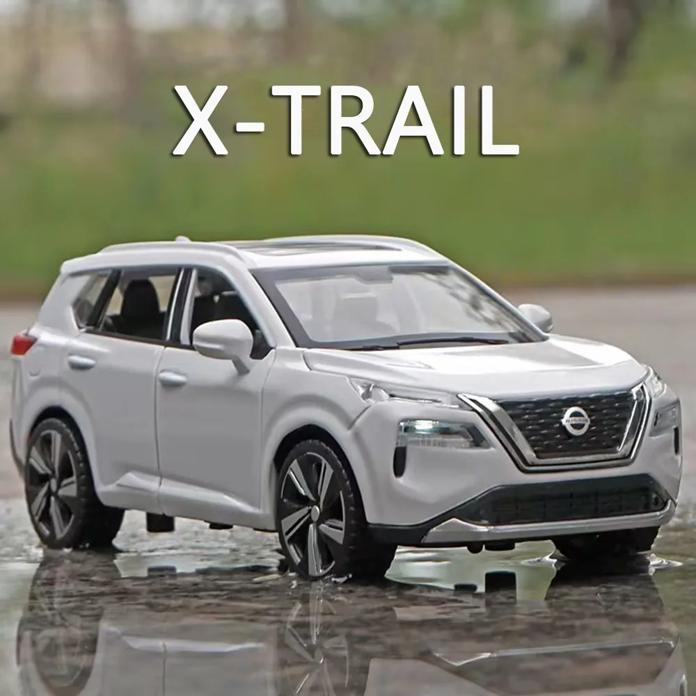 1:32 Alloy Diecast Nissan X-TRAIL Toys Cars Models Rubber Tires Vehicles Pull Back Light Music Miniature Car Toddler Kids Gifts