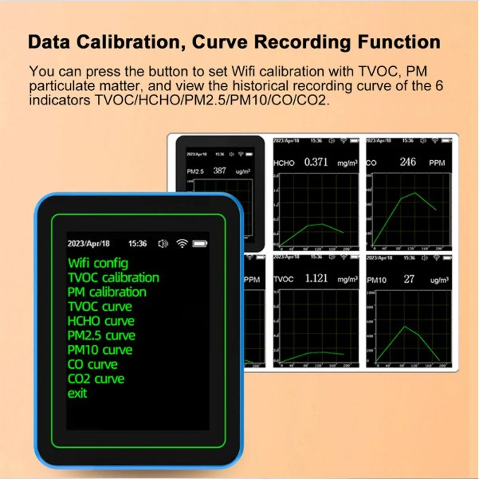 

Измеритель качества воздуха 12 в 1, Wi-Fi CO2 TVOC HCHO Temp Humid Smart Detect, питание от батареи в помещении с дисплеем времени, измеритель качества воздуха
