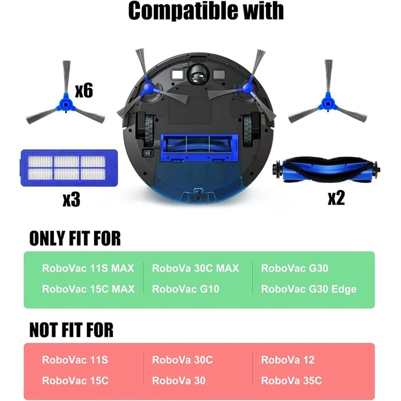 JDZD-Для Eufy Robovac 11S Max, 15C Max, 30C Max, G10, G30 Для пылесоса Hiraliy Основная боковая щетка Аксессуары для фильтров Hepa