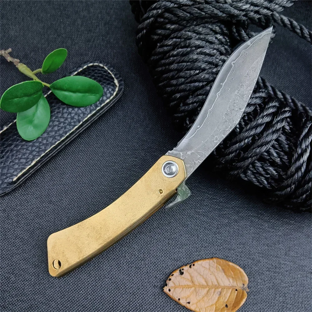 Higonokami Outdoor Pocket Claw Folding Knife Damascus Steel Blade Copper Handle Survival Tactical Knives Combat Rescus Tool