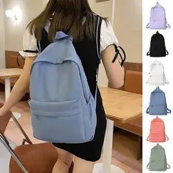 Women Schoolbag Waterproof Large Capacity School Backpack Smooth Zipper Solid Color Teens Girl Casual Daypack Bag Student Supply