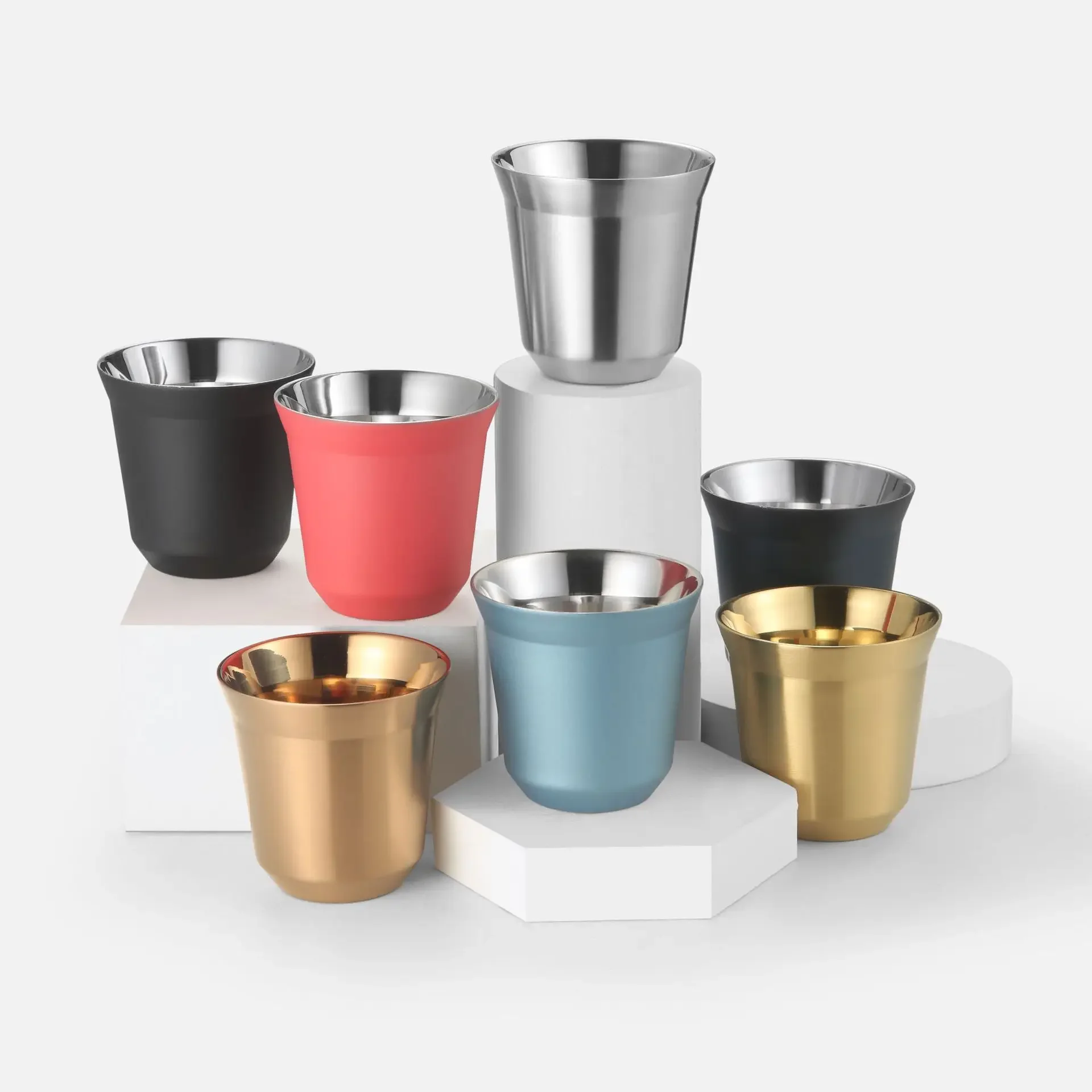 

Double Wall Stainless Steel 86ml Espresso Cup Insulation Nespresso Pixie Coffee Cup Capsule Shape Cute Thermo Cup Coffee Mugs
