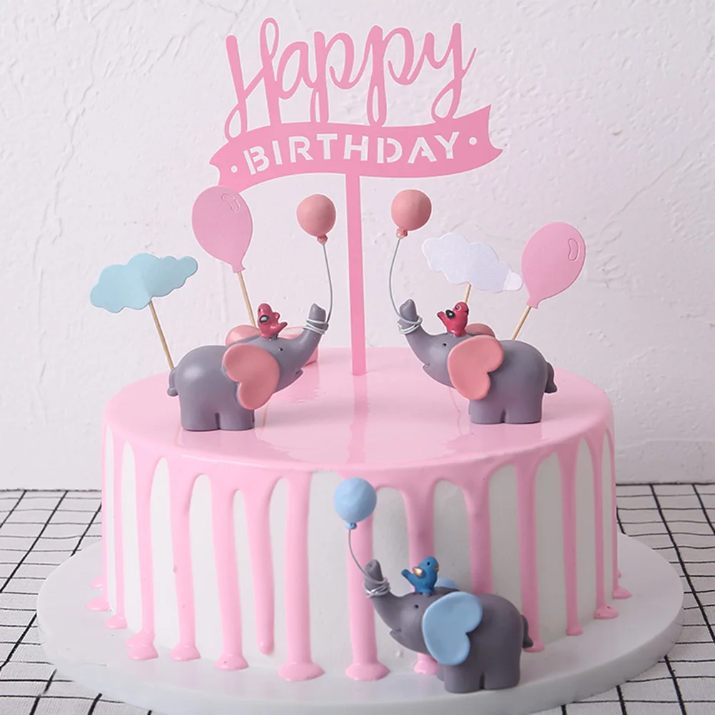 

Resin Elephant Cake Decorations Balloon Design Birthday Party naments Non Toxic Safe DIY Craft Smooth Surface Car for Children