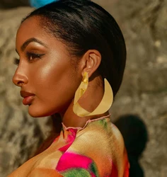 Thick Geometric Big Hoop Earrings 24K Gold Plated Party Wedding Drop Earrings