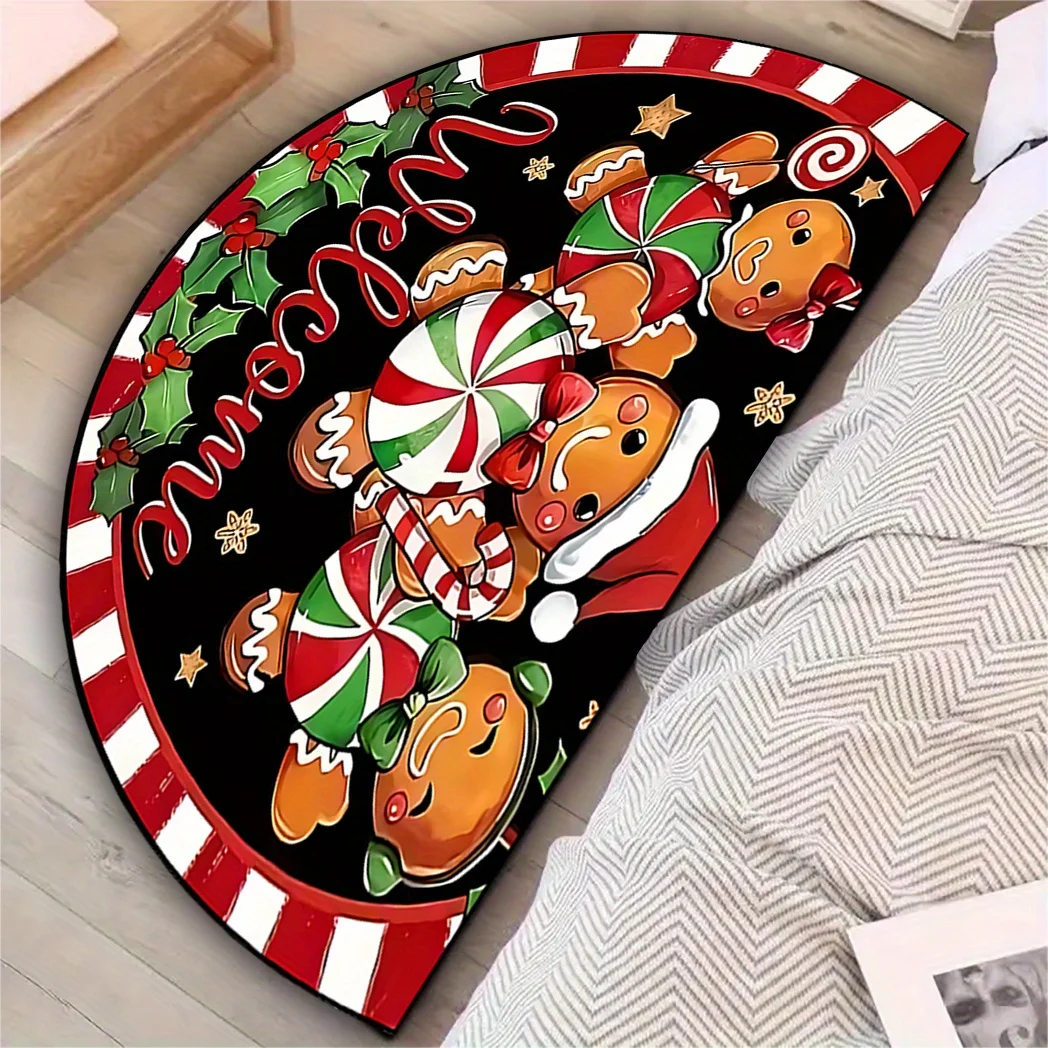 

VIKAMA Christmas Cartoon Gingerbread Man Home Decoration Rug, Non-Slip And Dirt-Proof, Carpet For Bathrooms And Entrance Areas.