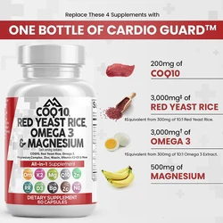 COQ10 Red yeast rice Omega 3 magnesium complex Niacin Zinc Vitamin K2 D3- Male and Female Heart Health Support Capsules