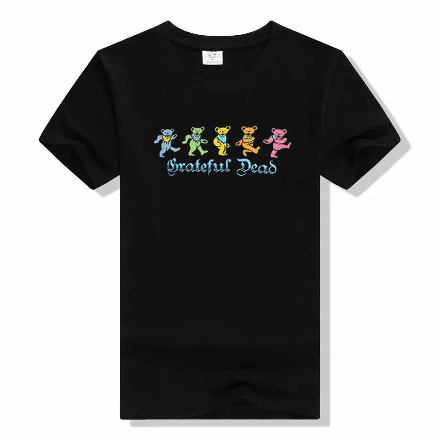 Grateful T-shirt Dancing Bears Tee Women's Funny Dead T-Shirts Cute Cartoon Aesthetic Clothes Short Sleeve Blouses Gifts Novelty
