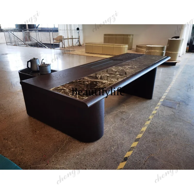 A114 Italian light luxury marble tea table Modern simple style office integrated tea table Household villa