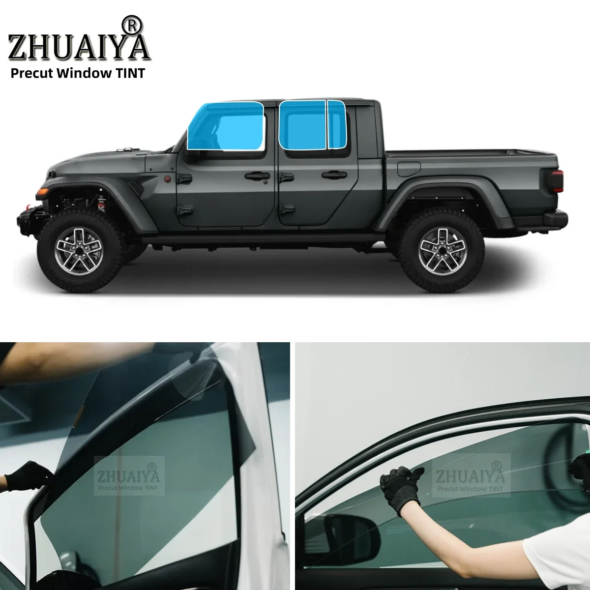 Precut Car Removable Window Tint Film Front Two Door Windows Tint For Jeep Gladiator 4 DR PU 2020-2024