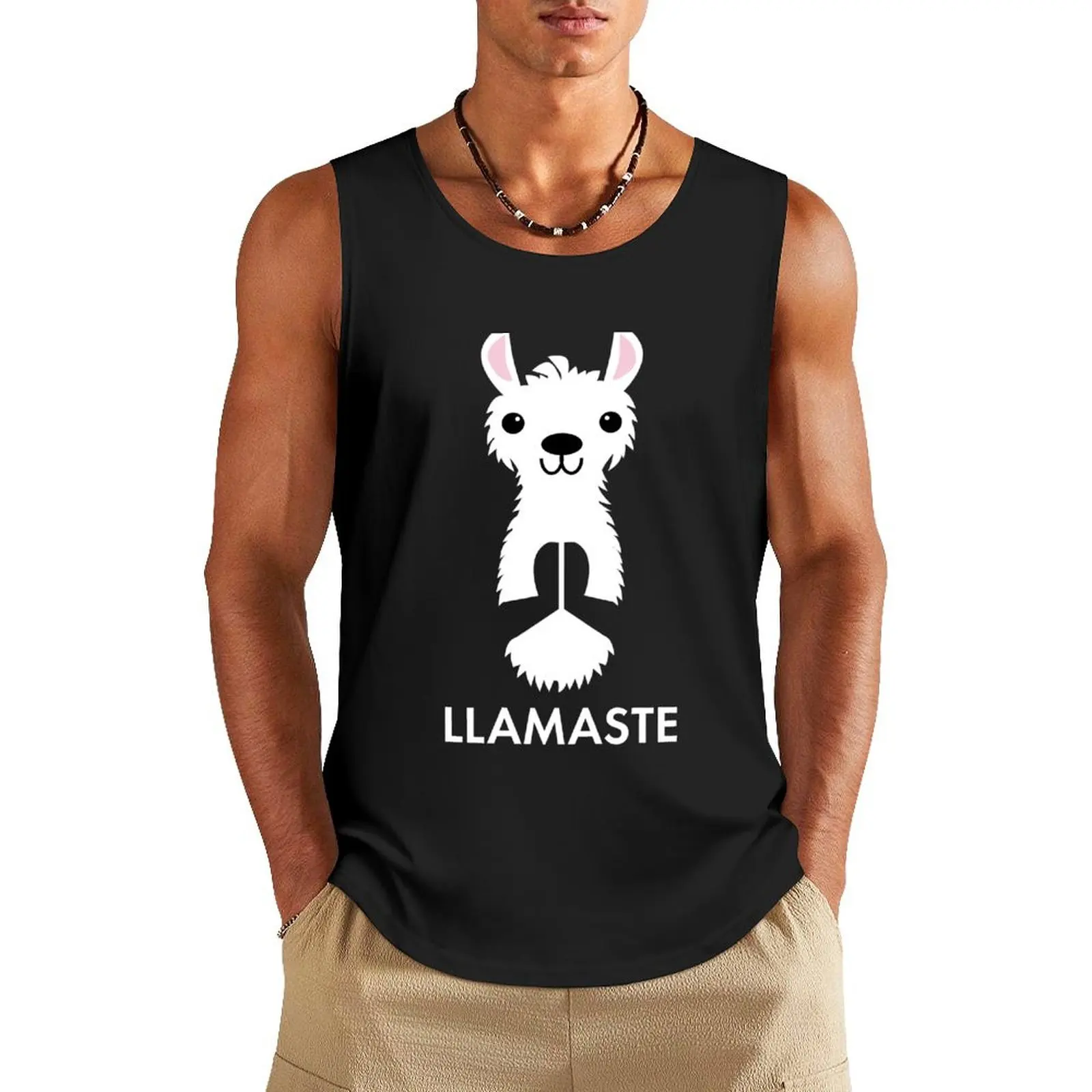 LLAMASTE: Funny Namaste Lama Alpaca Shirts & Gifts for Yoga Lovers Tank Top sleeveless vest men Man summer clothes