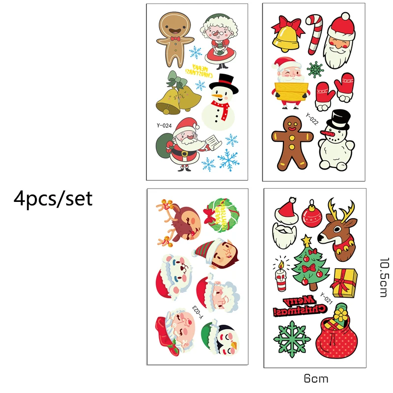 Autocollant de tatouage de Festival de cadeau de noël, tatouage d'animaux pour personnes sur le visage, le corps, le bras, décoration de maquillage de fête