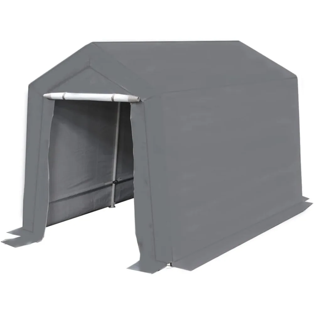 

Сарай для хранения, 7 футов X 12 футов, стальной каркас 1,5 дюйма, с подвижной дверью на молнии, полиэтиленовый брезент 185 GSM, наружный карман