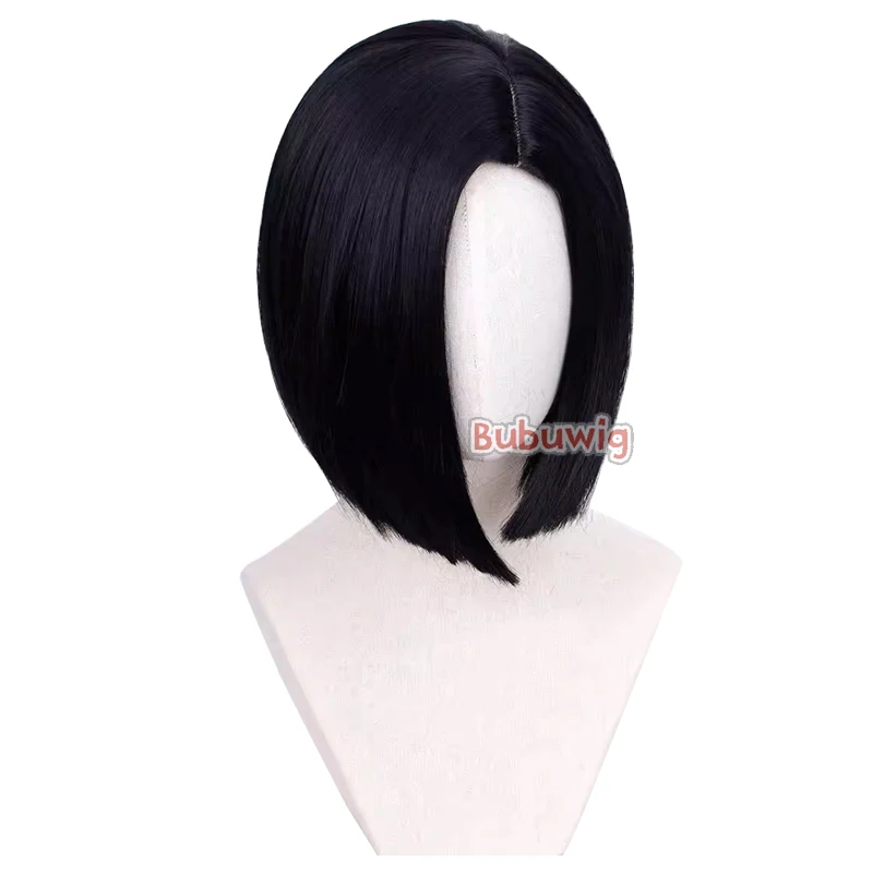 Bubuultraviolet Viper Cosplay Perruques de Cheveux Synthétiques pour Femmes, Jeu Valorant Viper, Perruque Courte Droite Noire, Degré de Chaleur d'Halloween, 35cm