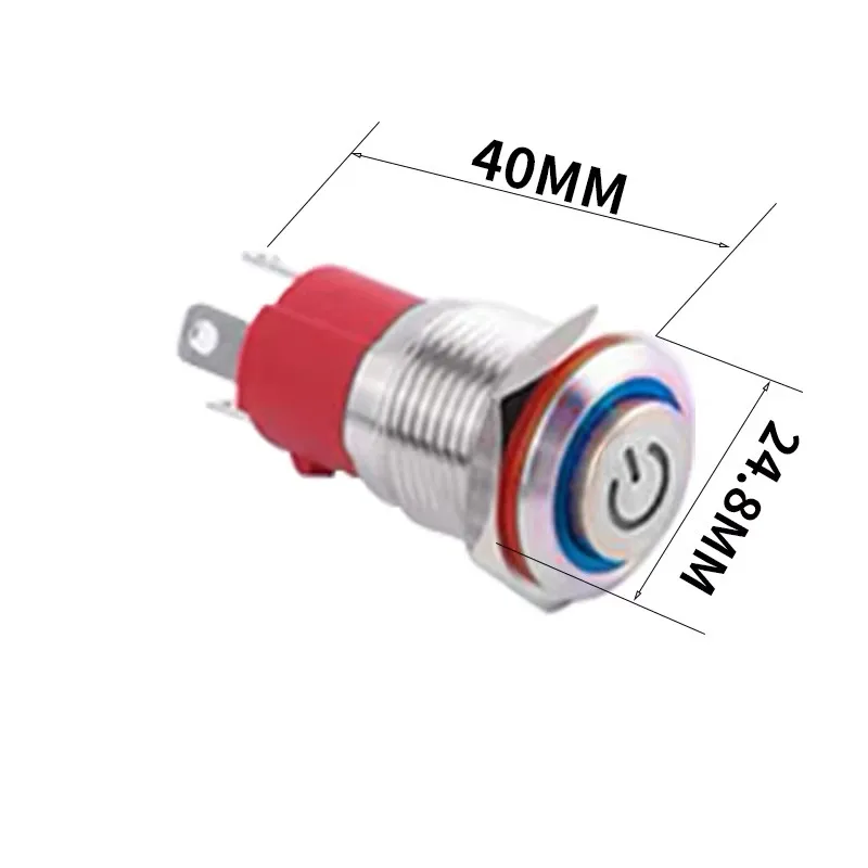 22mm Convex Metal Push Button Switch IP67 Waterproof - 10A LED Light Power Switch 3-6V/12-24V Red Blue Green Economical Type