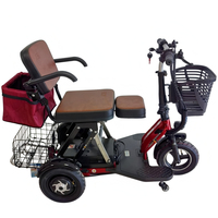 3 Wheels Family Mobility Scooter For Senior Folding Travel With Child Seat Adult Electric Tricycle With Basket Removable Battery