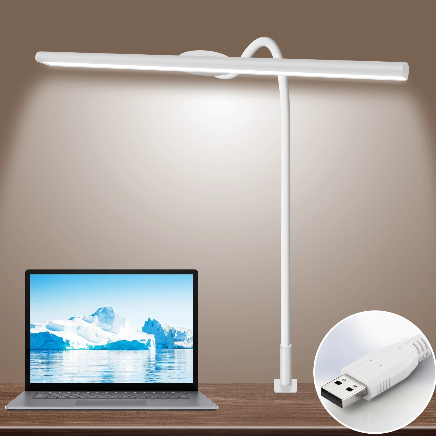 A LED Desk Lamp for Office Home - Eye-Caring Architect Task Lamp 30 Lighting Modes Adjustable Flexible Gooseneck Clamp Light