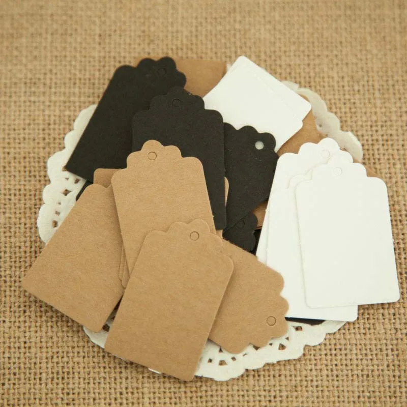 400pcs Kraft Paper Tags White Cardboard Cards with Strings Wedding Birthday Christmas Party Gift Tag Cookie Packaging Supplies