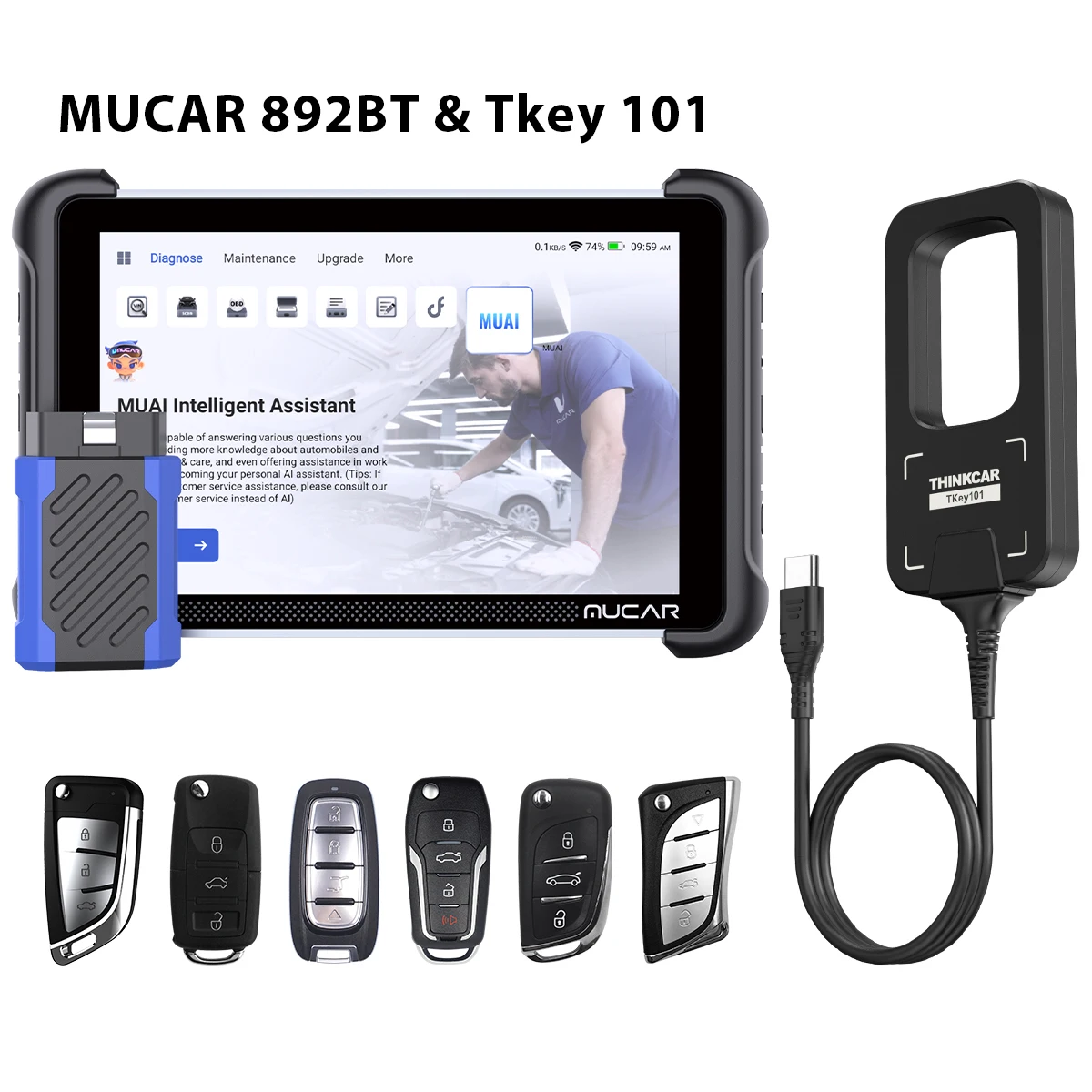 

Lifetime Free Update MUCAR 892BT AI Smart Diagnostic Tools Obd2 Scanner With THINKCAR Tkey101 Car Key Programmer