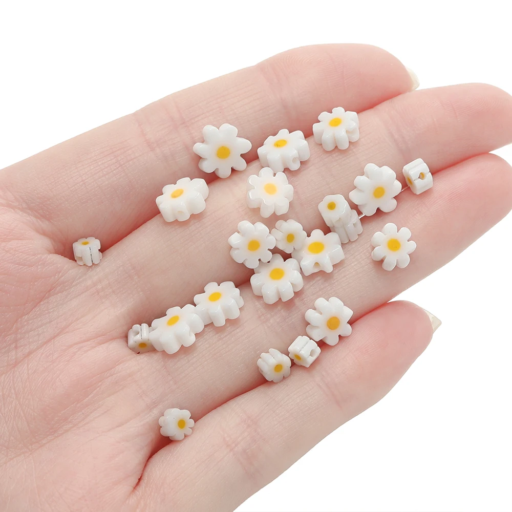 1 سلسلة/مجموعة DIY الزجاج ديزي الخرز 4-9 مللي متر زهرة فاصل فضفاض الخرز لصياغة أساور أقراط القلائد صنع المجوهرات #5