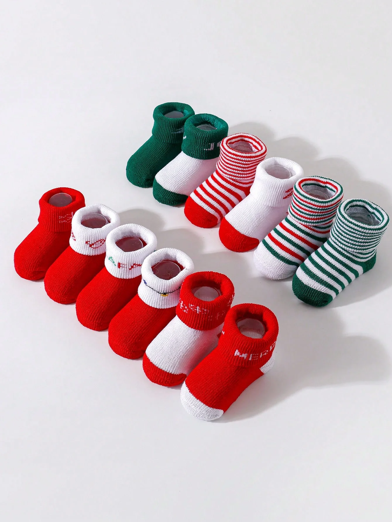 12 Pairs of Baby Hoop Thickened Cotton Autumn and Winter Christmas Cute Short Socks, for the Daily Life of Babies Aged 0-12 Months
