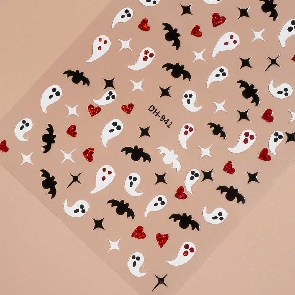 1/5 pçs estrela coração morcego adesivos de unhas halloween decoração da arte do prego adesivos feminino diy auto adesivo manicure decoração decalques
