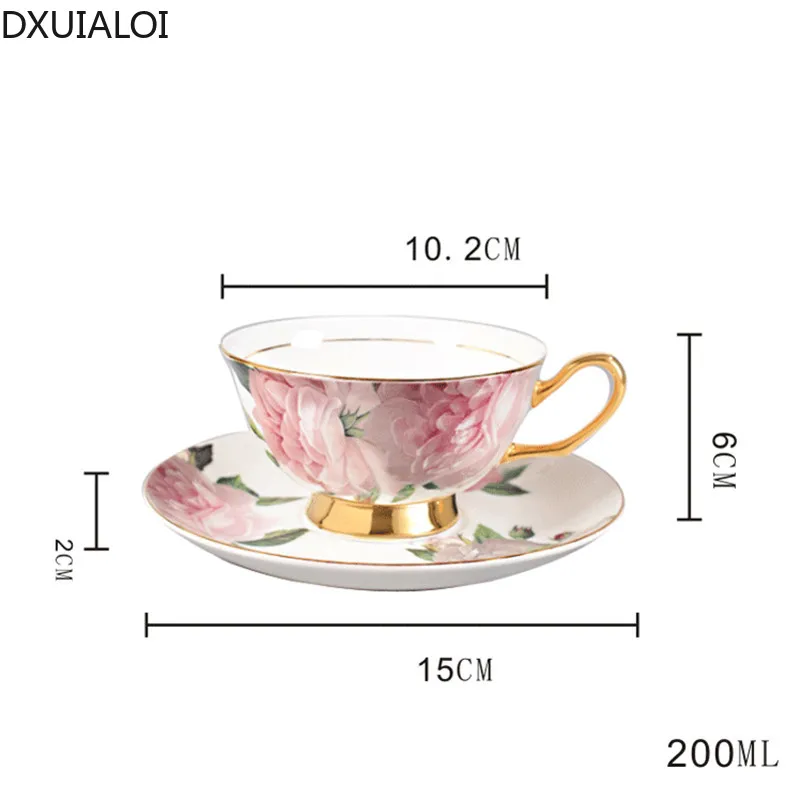 Ceramic European Coffee Cup and Saucer Small Fresh Bone China Ceramic Cup  mug Afternoon Tea Flower Tea Cup 200ML DXUIALOI gift