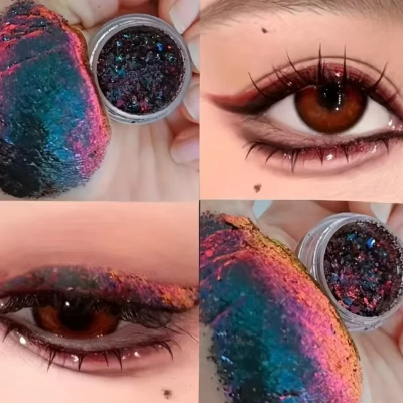 Sombra preta e vermelha piscando maquiagem para os olhos cosméticos corporais adequados para festival de música feminino