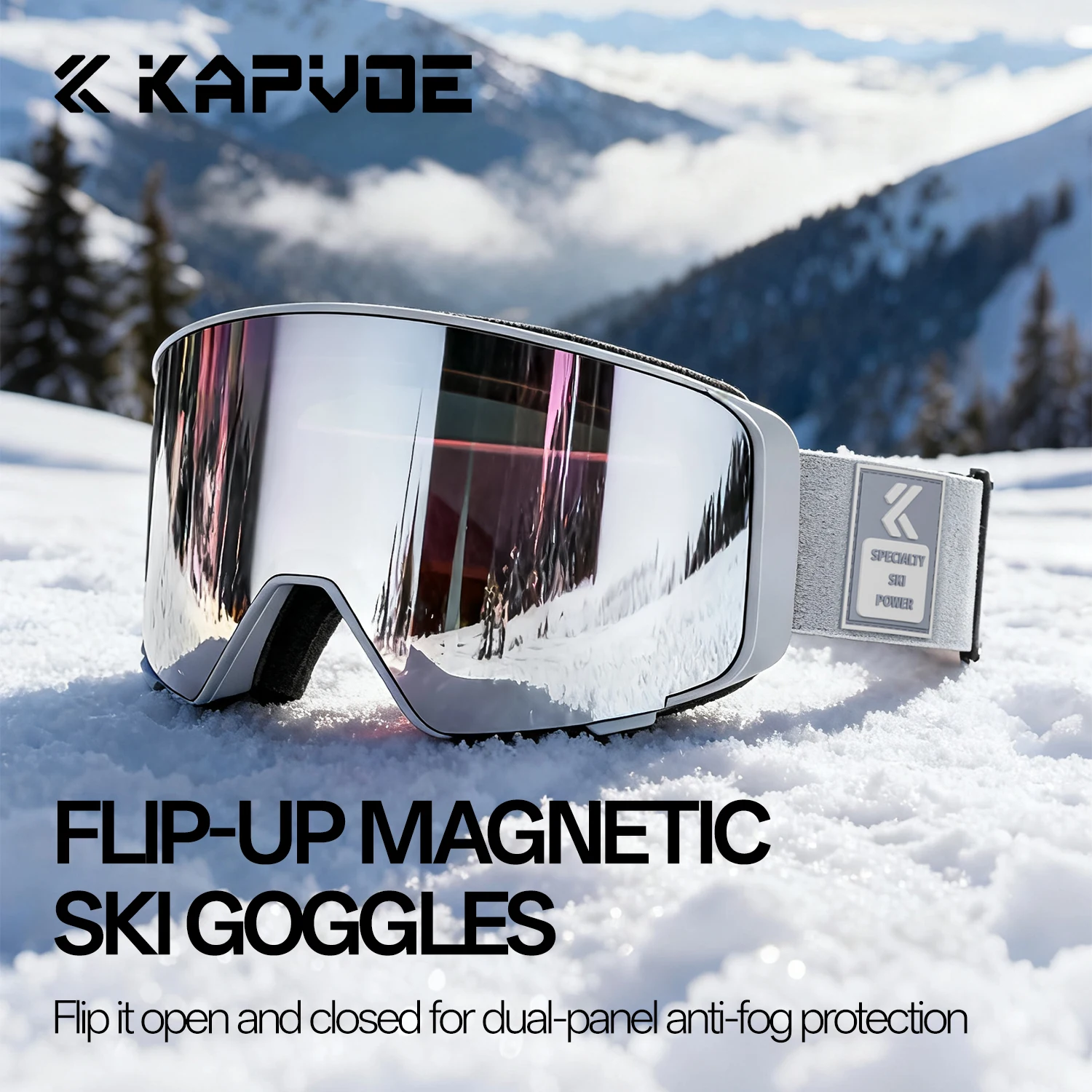 

Kapvoe UV400 Photochromic Protection Colored Ski Glasses Winter Skiing Sports Snowboarding Snowmobiling Glasses Anti-Fog Lens