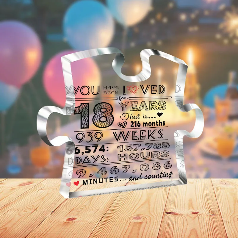 Acrylic 18th Birthday Gift for Girls, Unique 216 Months 6575 Days Sign, Sister Friend Keepsake Statue Decor