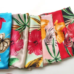 100cm*148cm Vintage Hawaii Floral Design 100%Polyester Satin Fabric Soft Charmeuse Dress Lining Textile Soft