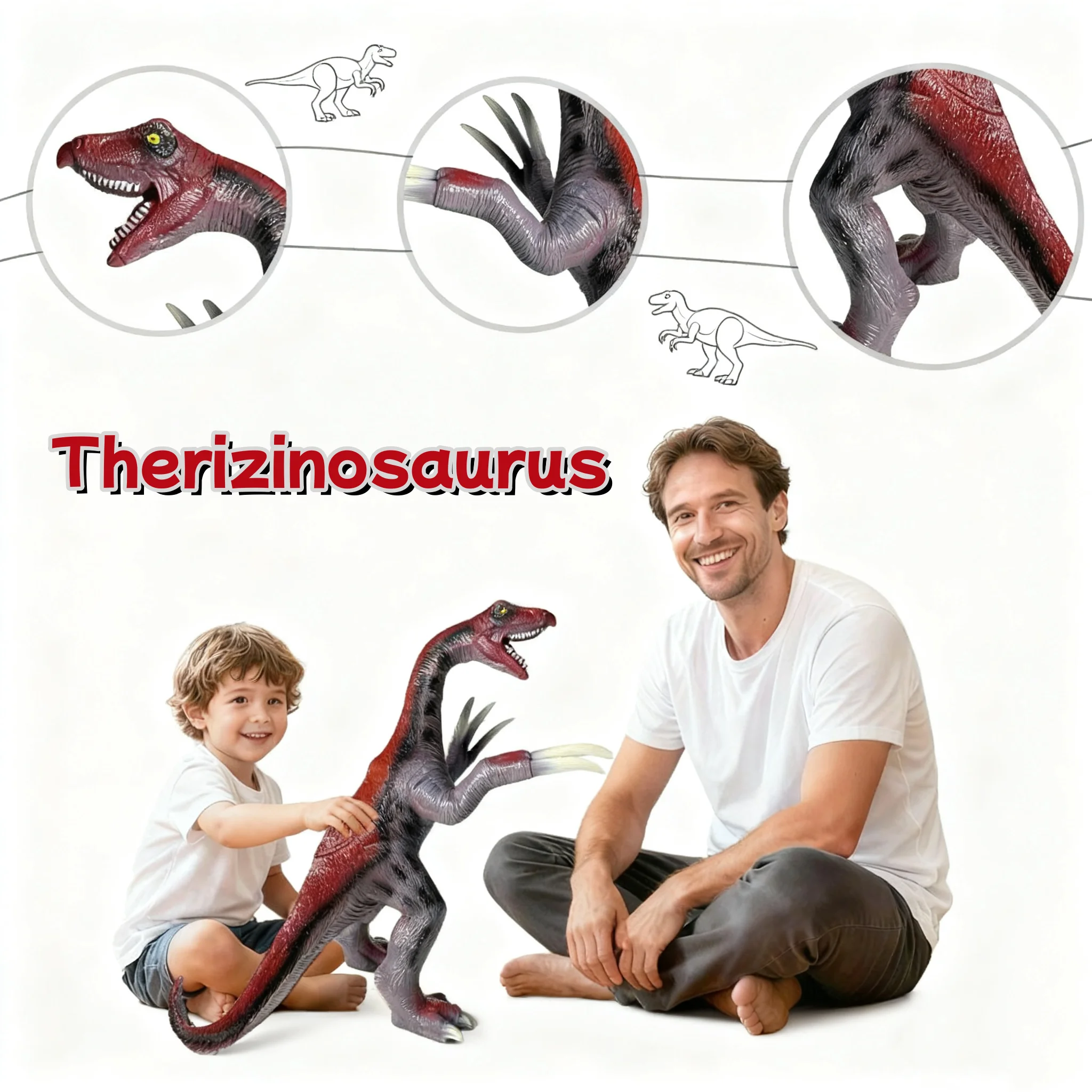 

Большие игрушки-динозавры для детей, 29 дюймов, надувные большие фигурки динозавров Therizinosaur для малышей, подарки на день рождения для мальчиков и девочек