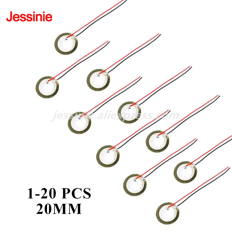 20pcs/1pc Piezoelectric Piezo Ceramic Wafer Plate Dia 20mm for Buzzer Loudspeaker Sensor with Wire