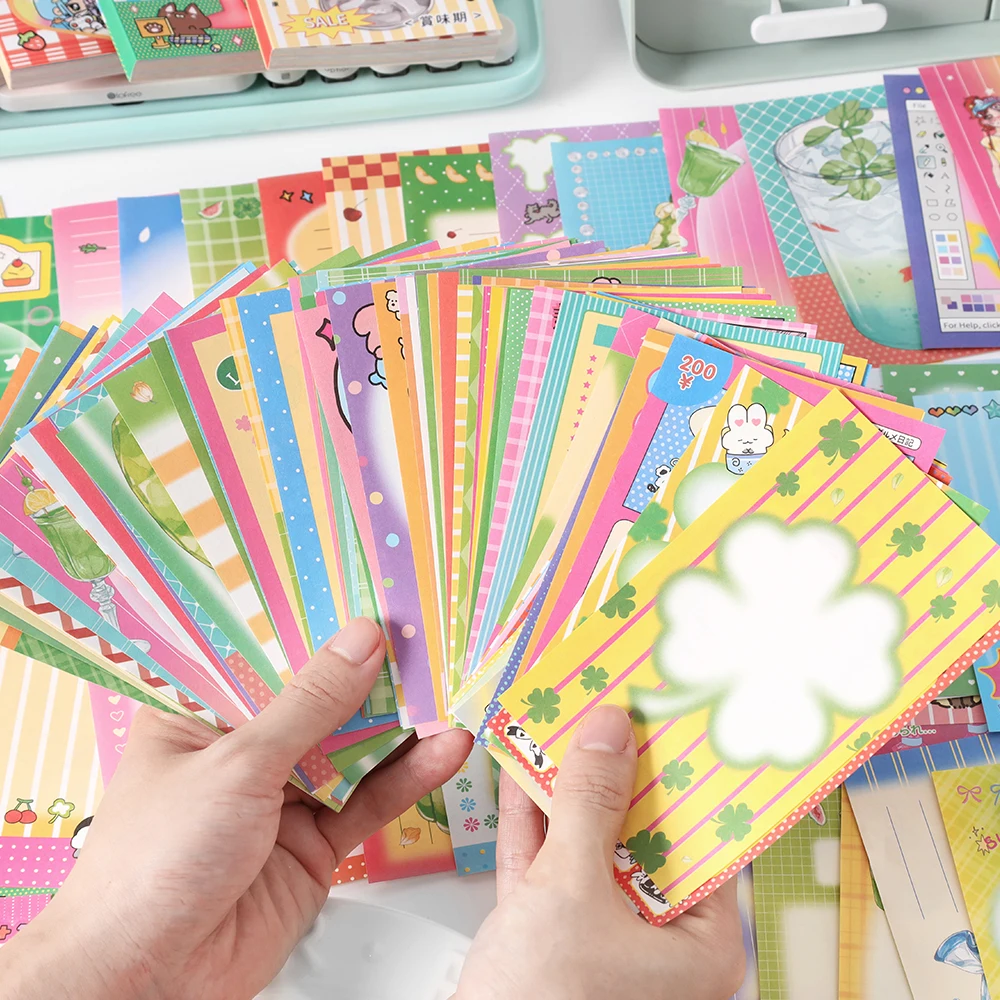 100 fogli Serie Rainbow Era Kawaii Coreano Ins Adesivo per messaggi strappabile Fatto a mano Scrapbooking Carta materiale fai da te