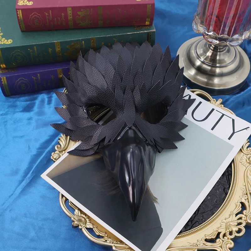 펑크 버드 비크 이글 하프 페이스 마스크 코스프레 동물 새 입 가죽 마스크 할로윈 카니발 드레스업 파티 코스튬 소품