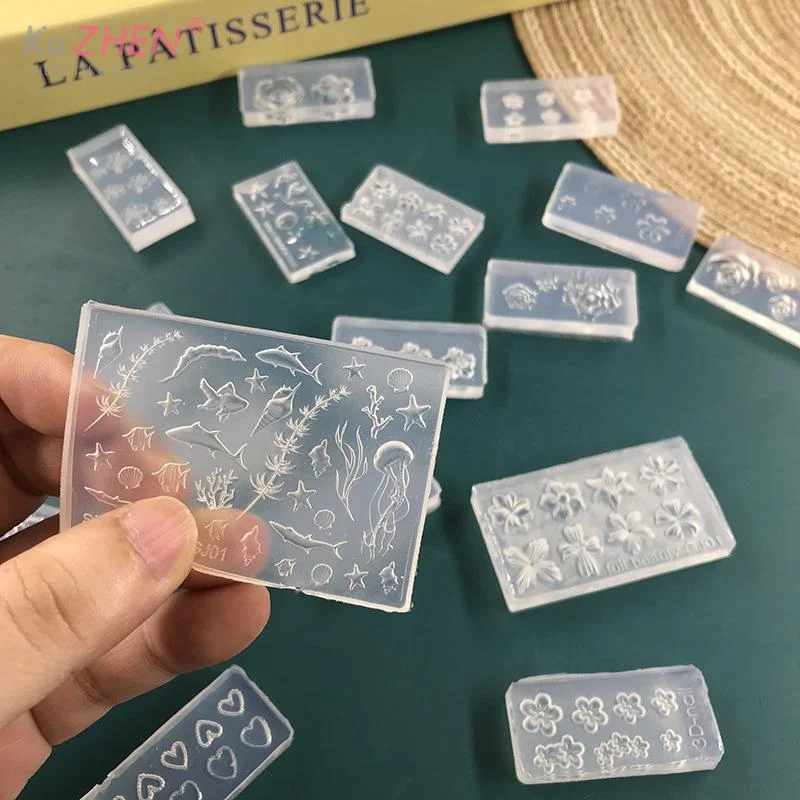 Moule à ongles 3D en Silicone, fleur de Rose, Style océan, coquille, étoile de mer, Transparent, bricolage, décoration Nail Art, outils de conception de manucure