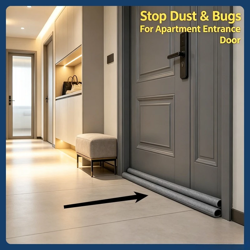 Adjustable Door Bottom Sealing Strip Double Foam Weather Stripping Soundproof Wind Insect Dust Blocker Reusable Cuttable Door Dr