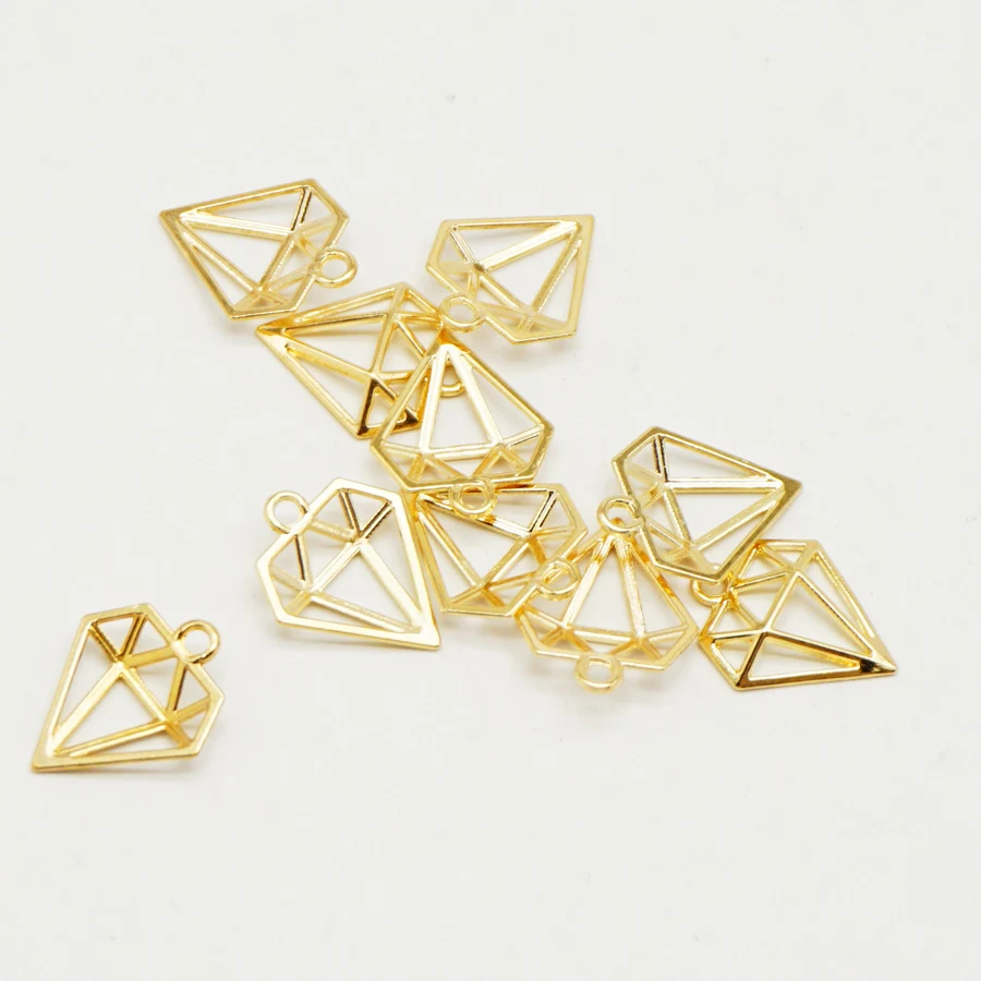 40PCS Hollow Triangle Charms KC Gold Color Geometric Zinc Alloy Pendant Necklace Bracelet Jewelry Making Accessory