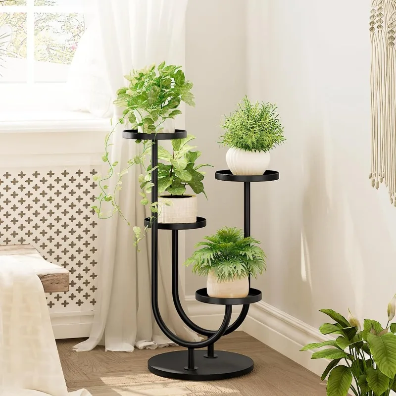 

Stand Indoor Modern Plant Stands Corner Plants Shelf for Indoor Plants Display 4 Pots Black Planter Holder for Home L