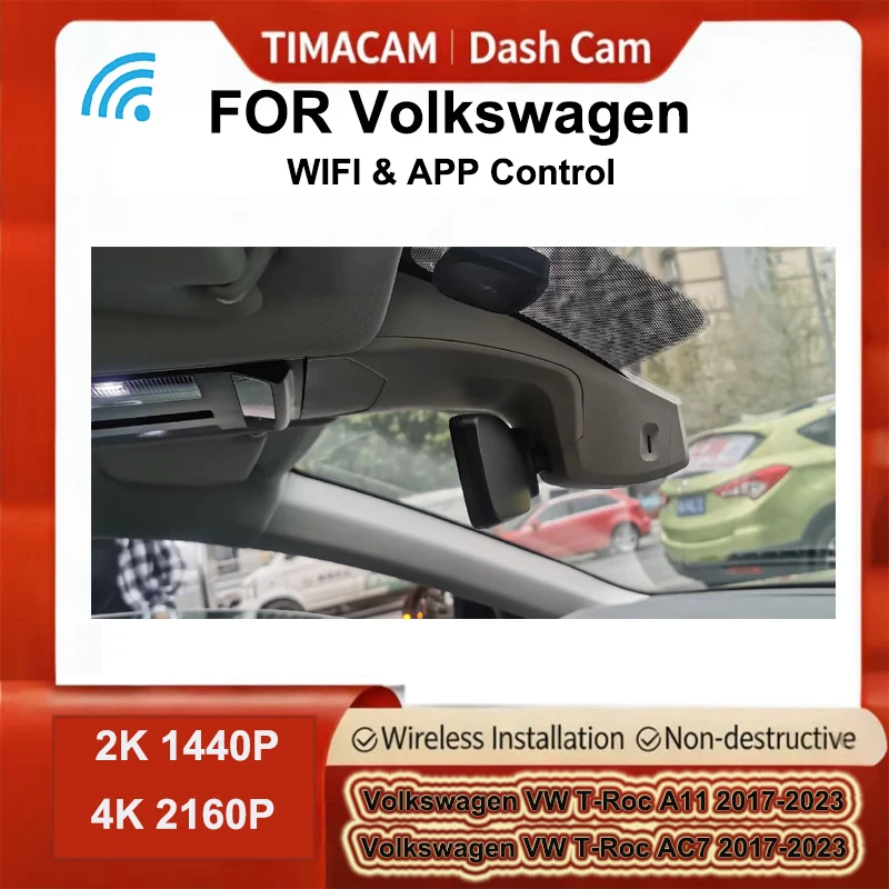 TIMACAM 4K 2K Wifi DashCam Dual Camera For Volkswagen VW T-Roc t Roc AC7 A11 2017 2018 2019 2020 2021 2022Car Dvr Video Recorder