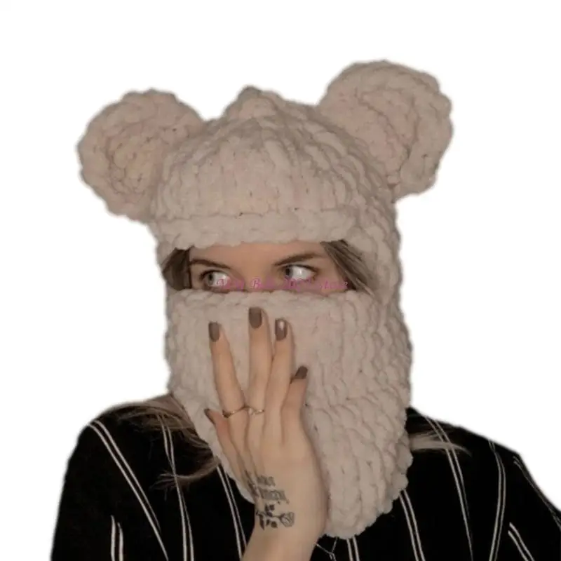 49me halloween balaclava urso orelha chapéu cachecol urso orelha balaclava masquerade festa halloween chapéu engraçado com