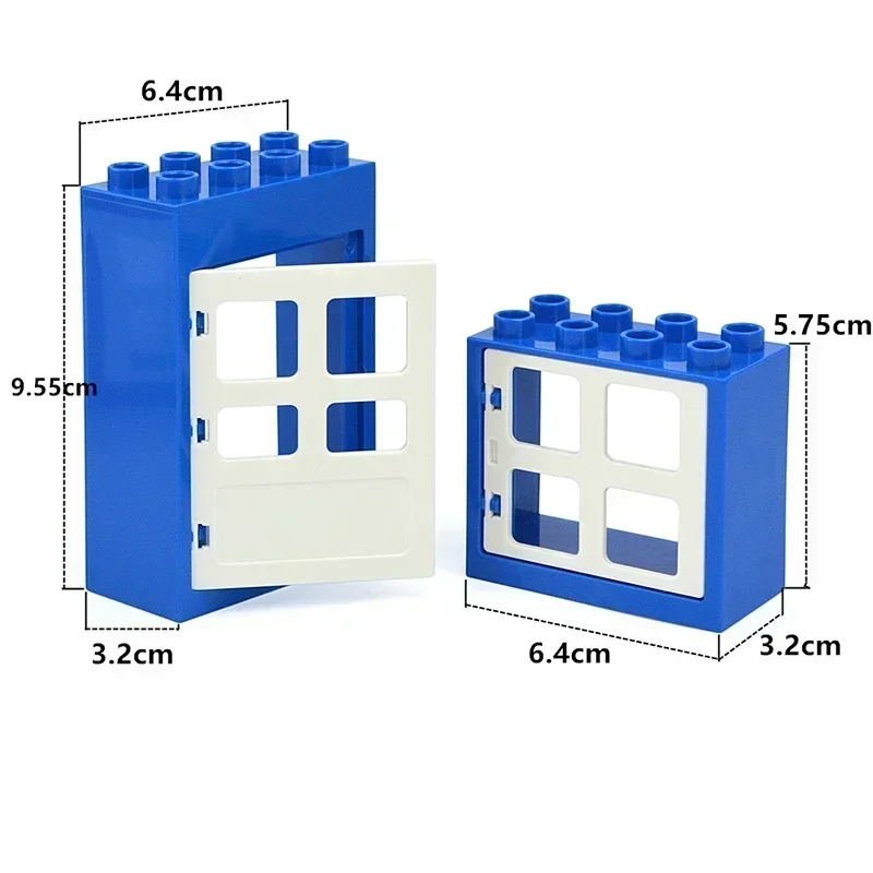 Blocchi di costruzione di grandi dimensioni Porte per finestre Accessori Casa Modello di costruzione sfuso Compatibile con grandi mattoni Duploes Giocattolo per bambini Leduo