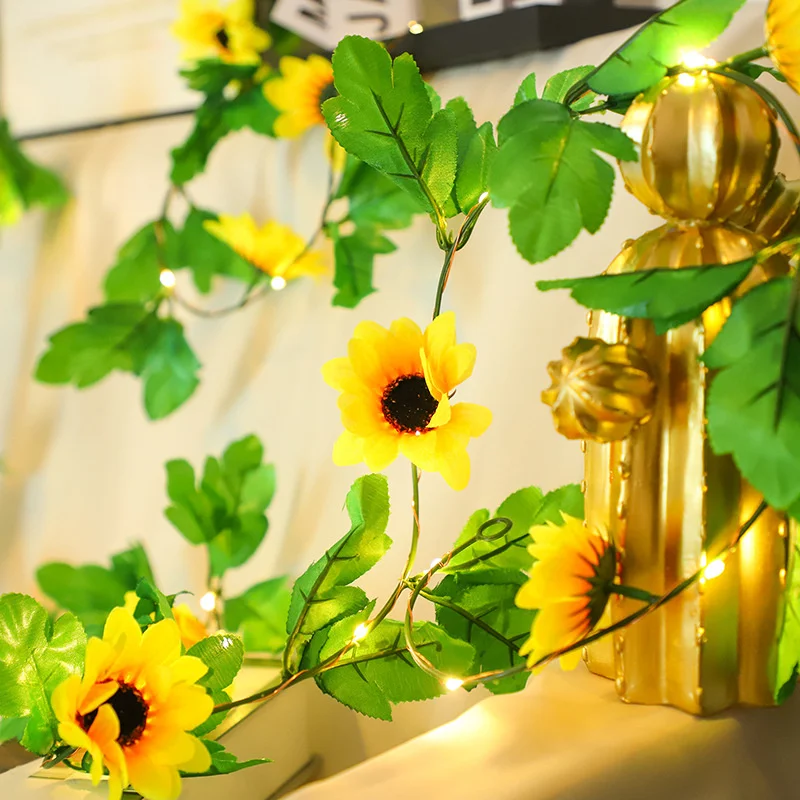 Green Ivy Flower LED Light String Leaf Artificial Wreath Hanging Plant Suitable for Room Garden Office Wedding Wall Decoration